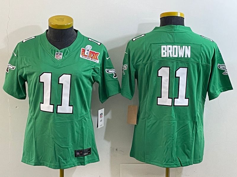 Youth Philadelphia Eagles #11 Brown Green three generations 2025 Nike Vapor Limited NFL Jersey style 2
